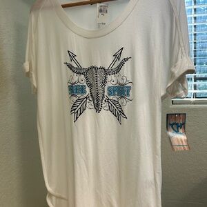 White Graphic Tee with Bull Design